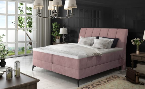 Aderito 140x200 boxspring ágy matraccal rózsaszín