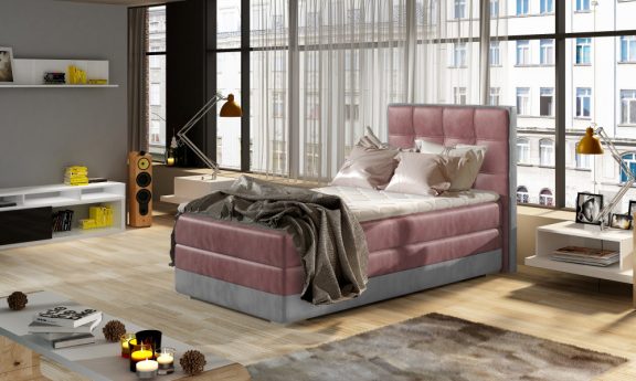 Aster 90x200 boxspring ágy matraccal rózsaszín