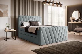 Candice 140x200 boxspring ágy matraccal kék