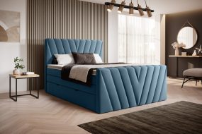 Candice 140x200 boxspring ágy matraccal kék