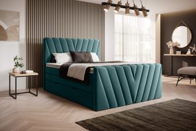 Candice 160x200 boxspring ágy matraccal kék