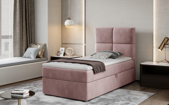 Rivia 90x200 boxspring ágy matraccal rózsaszín