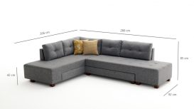 Manama Corner Sofa Bed Left - Grey Sarokkanapé 280x206x85  Szürke