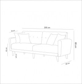 Aria - Cream 3 Személyes kanapé 205x80x85  Krém