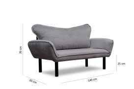 Chatto - Grey 2 Személyes kanapé 140x65x70  Szürke