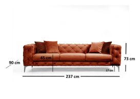 Como - Orange 3 Személyes kanapé 237x90x73  Narancs
