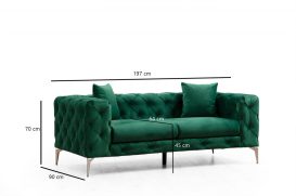 Como - Green 2 Személyes kanapé 197x90x70  Zöld