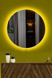 Round Diameter : 60 cm Tükör LED -es világítással 60x60  Sárga