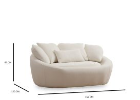 Midye - Love Seat 2 Személyes kanapé 155x120x67  Krém