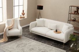 Simena - Cream 3 Személyes kanapé 210x95x80  Krém-Arany