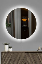 Round Diameter : 60 cm Tükör LED -es világítással 60x60  fehér