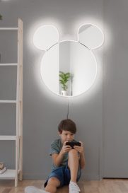 Mickey Silver Tükör LED -es világítással 53x50  fehér