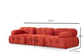 Doblo 3 Seater ( L1-O1-1R) - Red 3 Személyes kanapé 315x105x80  Piros