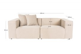 Lora 2 Seater - Peach 2 Személyes kanapé 220x108x65  Őszibarack