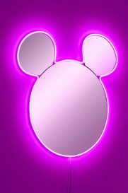 Mickey Silver Tükör LED -es világítással 53x50  Rózsaszín