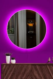 Round Diameter : 60 cm Tükör LED -es világítással 60x60  Rózsaszín