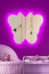 Butterfly Silver Tükör LED -es világítással 57x50  Rózsaszín