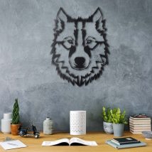 Wolf v11 Fali fém dekoráció 38x50  Fekete