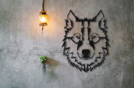Wolf v11 Fali fém dekoráció 38x50  Fekete