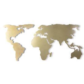 World Map Silhouette - Gold Fali fém dekoráció 120x60  Arany