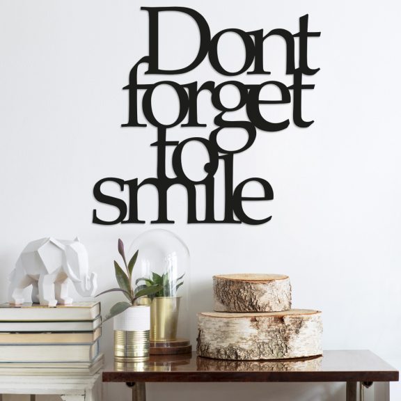 Dont Forget To Smile Fali fém dekoráció 70x67  Fekete