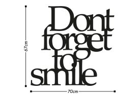 Dont Forget To Smile Fali fém dekoráció 70x67  Fekete