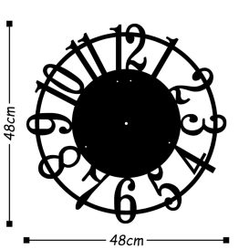 Metal Wall Clock 15 - Black Dekoratív fém falióra 48x48  Fekete