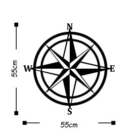 Compass Fali fém dekoráció 55x55  Fekete