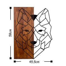 Wolf1 Fa fali dekoráció 46x58  Dió-Fekete