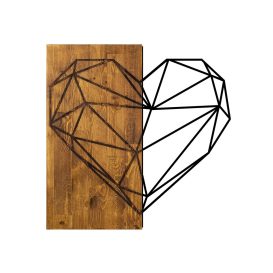 Heart Fa fali dekoráció 58x58  Dió-Fekete