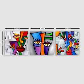 3P5434755 Dekoratív vászonfestmény (3 darab) 90x30  Multicolor