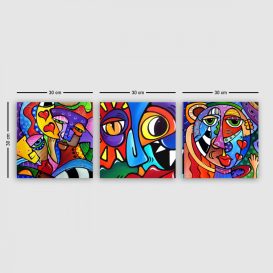 pmdr40 Dekoratív vászonfestmény (3 darab) 90x30  Multicolor