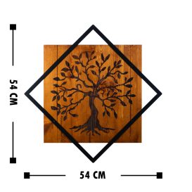 Tree Fa fali dekoráció 54x54  Dió-Fekete