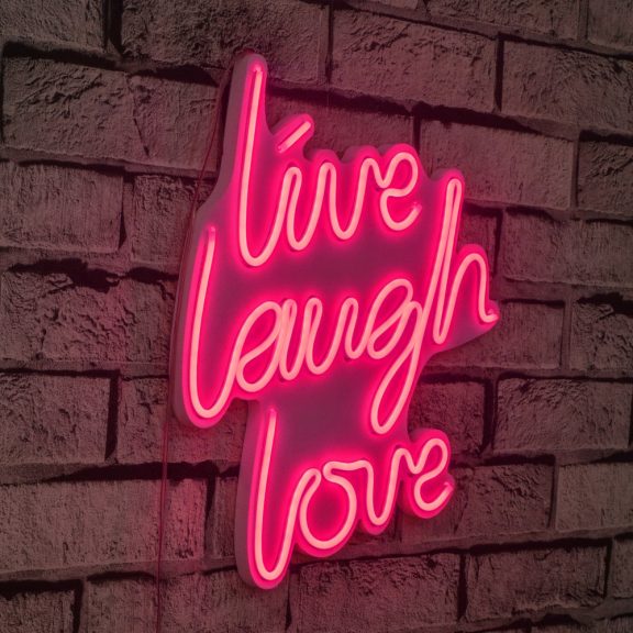 Live Laugh Love - Pink Dekoratív műanyag LED világítás 31x2x36  Rózsaszín
