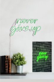 Never Give Up - Green Dekoratív műanyag LED világítás 40x2x23  Zöld