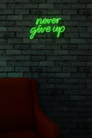 Never Give Up - Green Dekoratív műanyag LED világítás 40x2x23  Zöld