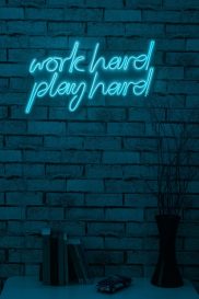 Work Hard Play Hard - Blue Dekoratív műanyag LED világítás 55x2x36  Kék