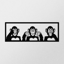 Three Monkeys-L Fali fém dekoráció 100x36  Fekete