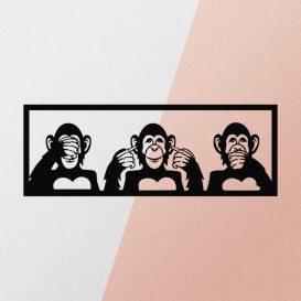 Three Monkeys-L Fali fém dekoráció 100x36  Fekete