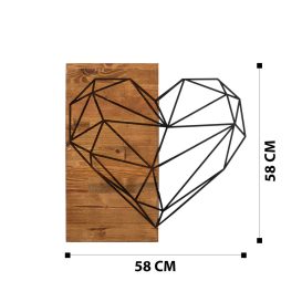 Heart Fa fali dekoráció 58x58  Fekete-Dió