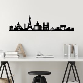 Paris Skyline Fali fém dekoráció 120x29  Fekete
