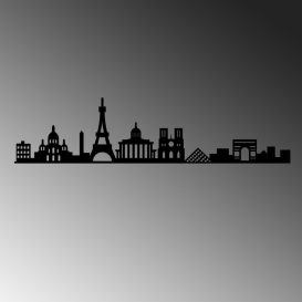Paris Skyline Fali fém dekoráció 120x29  Fekete