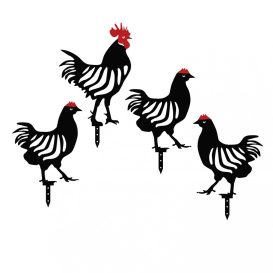 Chicken Family 4 darabos Kerti dekoráció  Fekete