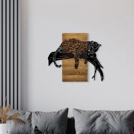 Leopard Fa fali dekoráció 66x3x58  Dió
Fekete