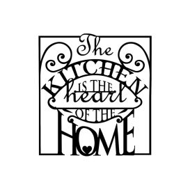 The Kitchen Is The Heart Of The Home Fali fém dekoráció 56x53  Fekete