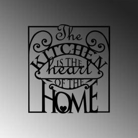 The Kitchen Is The Heart Of The Home Fali fém dekoráció 56x53  Fekete