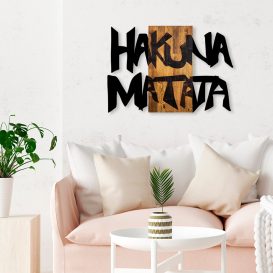 Hakuna Matata 5 Fa fali dekoráció 77x3x58  Fekete-Dió