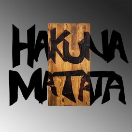 Hakuna Matata 5 Fa fali dekoráció 77x3x58  Fekete-Dió