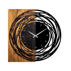 Wooden Clock 39 Dekoratív fa falióra 58x3x58  Dió-Fekete