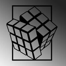 Rubik's Cube Fali fém dekoráció 64x69  Fekete